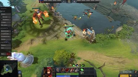 Een scène tijdens de gameplay in Dota 2, met een zichtbare interface en een held op de middelste lane.